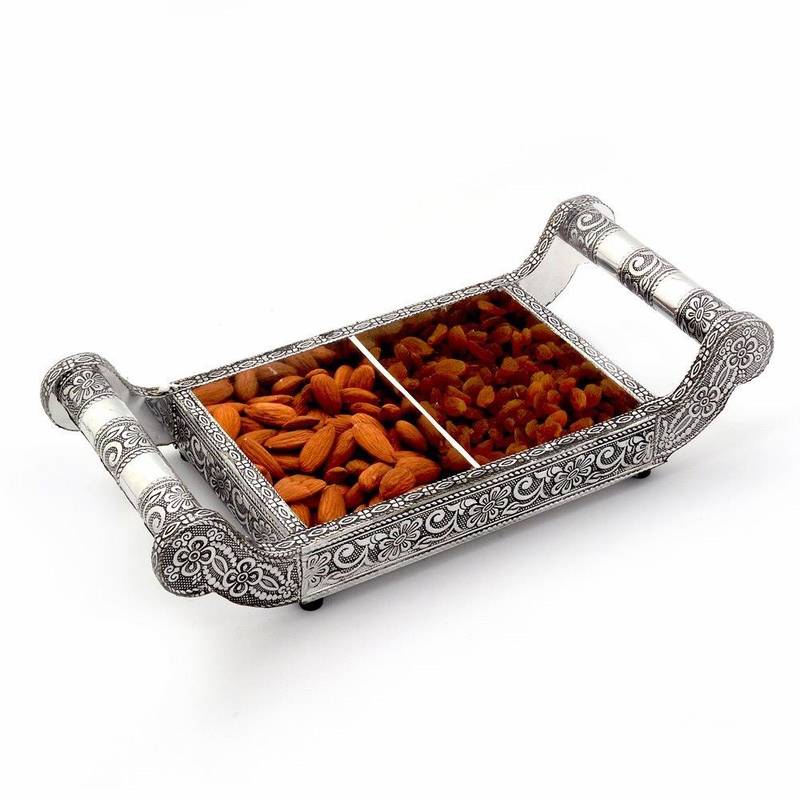 White metal dry fruit tray handicraft gift Creative Studio 1557040