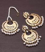 Pearl and Kundan Embellished Maang Tika Set