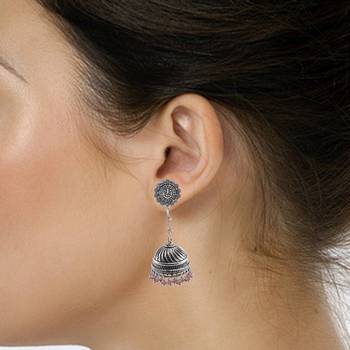 Bridal Jhumka Earring With Amethyst Crystal Beadsindian Ganesha Studs Jhumki Earrings Jewellery 2