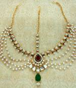 Multicolor pearl maang tikka