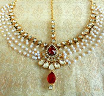 Multicolor pearl maang tikka 2