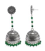 Oxidized Metal Green Quartz Ganesha Jhumki Earringstribal Jewellery