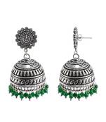 Jaipuri Jhumkiethnic Jewellryganesha Jhumka Earrings With Green Beads