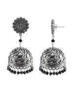 Ganesha Jhumka Earrings, Urban Tribal Black Crystal Danglers