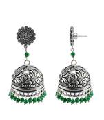 Oxidized Handmade Green 3 Mm Ganesha Jhumki Earringsjaipuri Jewellry
