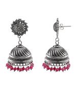 Surya Post Studs And Pink Beads Jhumki-Tribal Chandelier Earrings Jewellry