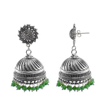 Jaipur Traditional Oxidized Silver Beautiful Color Fashion Handmade Drop Earring And Surya Jhumki 1