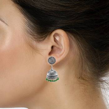 Jaipur Traditional Oxidized Silver Beautiful Color Fashion Handmade Drop Earring And Surya Jhumki 2
