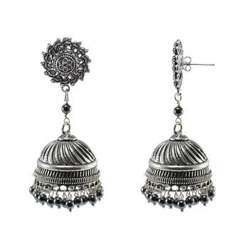 Exotic Elegance Hematite And Surya Jhumki Earrings-Banjara Rajasthani Jewellery 1