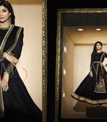 Black georgette embroidered semi stitiched salwar with dupatta
