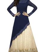 Navy Blue georgette embroidered semi stitiched salwar with dupatta