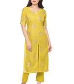 Yellow Spun plain stitched kurti