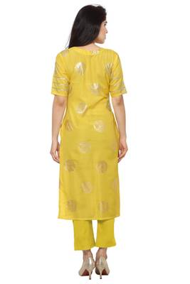 Yellow Spun plain stitched kurti 3