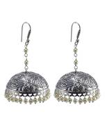 Oxidized Handmade Pearl Jhumki Earrings-Tribal Jewellery