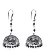 Oxidized Jhumki- Hematite Beads Jaipur Jewellery-Dome Shaped Gypsy Earrings-