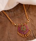 Golden chain with ruby pendant MEDIUM length one gram gold