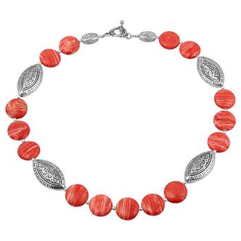 Rust Paisley Mosaic Beads Necklace 1