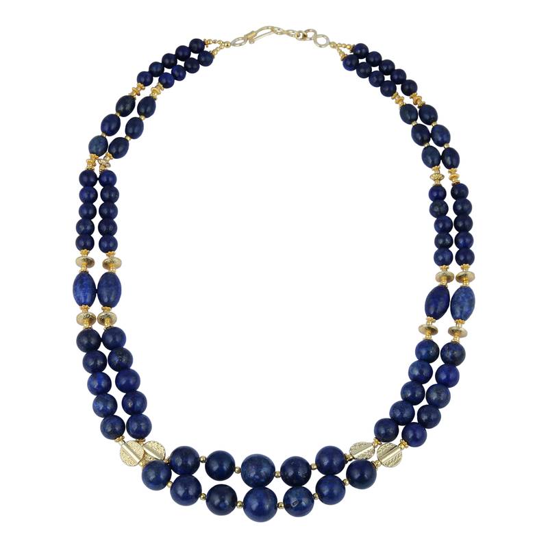   Impeccable round, rice, drum shaped dyed lapis lazuli gem ston...