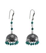 Hand Crafted Jhumki Dome Earrings In Treated Turquoise