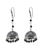 Oxidized Handmade Black Crystal Jhumki Earringstribal Jewellery