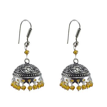 Rajasthani Tribal Jewelry3 Mm Citrine Crystal Hanging Jhumka Earrings 1