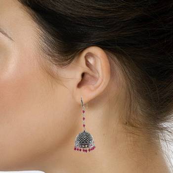 Beautiful Vintage Jaipuri Jhumka Earringstribal Old Jewelry With Oxidized Polish 2