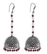 Jaipuri Jhumkaoxidized Jhumkai Dome Shaped Mandmade Coral Dangle Chandelier Earring