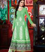 Madhubala Anarkali Style Pista Green Georgette Salwar Kameez BY Fabfiza 