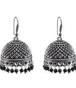 Black Beaded Indian Jhumkahandmade Hook Earringsjaipur Jewellery