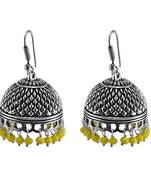 Large Vintage Tribal Jewelryyellow Crystal Dangle Earringsjaipuri Jhumki With Beautiful Beads