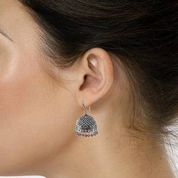 Explicative Amethyst Crystal Alloy Oxidised Traditional Jhumki Earringsjaipur Jewelry With Tribal Collection 2