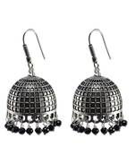 3Mm Black Crystal Beadstraditional Jaipuri Jhumka Earringslarge Vintage Tribal Jewelry