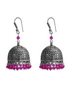 Hand Crafted Jaipur Jhumka Earrings With Pink Crystal