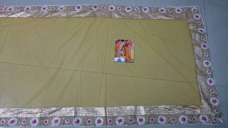 Orange And Pink Embroidered Nylon Net Saree With Blouse