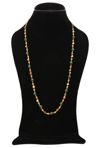 Golden round jade necklace LONG 30" one gram gold