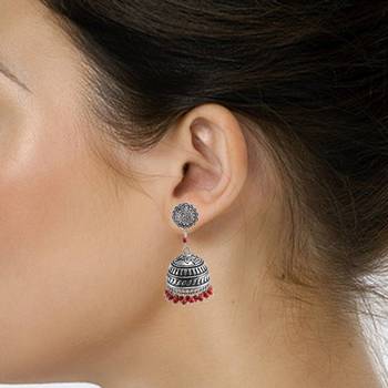 Red Beaded Jewellery Jhumkas 2