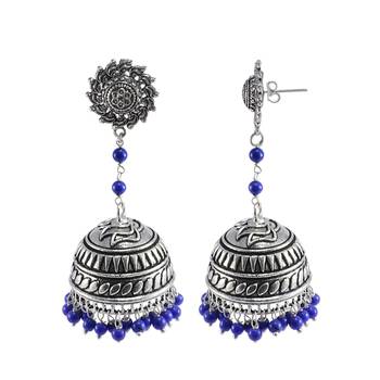 Blue Beaded Jewellery Jhumkas 1