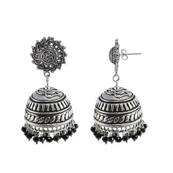 Black Silver Plated Jhumkas 1