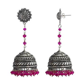 Pink Stone Jhumkas 1