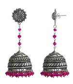 Pink Stone Jhumkas