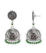 Green Silver Plated Jhumkas