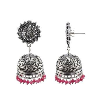 Pink Beaded Jewellery Jhumkas 1