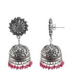 Pink Beaded Jewellery Jhumkas