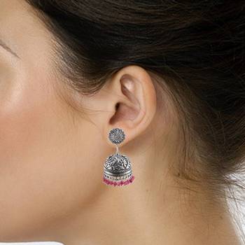 Pink Beaded Jewellery Jhumkas 2