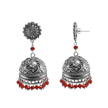 Red Stone Jhumkas 1