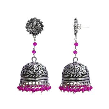 Pink Beaded Jewellery Jhumkas 1