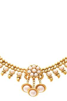 JFL - Traditional Ethnic One Gram Gold Plated Designer Necklace Set studded with Pearls 
