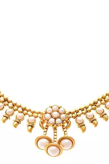JFL - Traditional Ethnic One Gram Gold Plated Designer Necklace Set studded with Pearls 