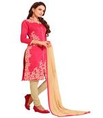  Cotton Blend embroidered unstitched salwar Suit with dupatta