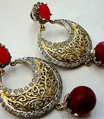 Antique Victorian Red Pearls Chand Bali